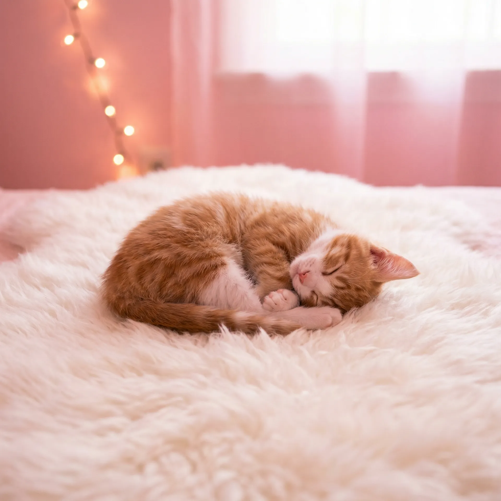 小猫蜷成一团入睡 - 夫妻成长日记动画